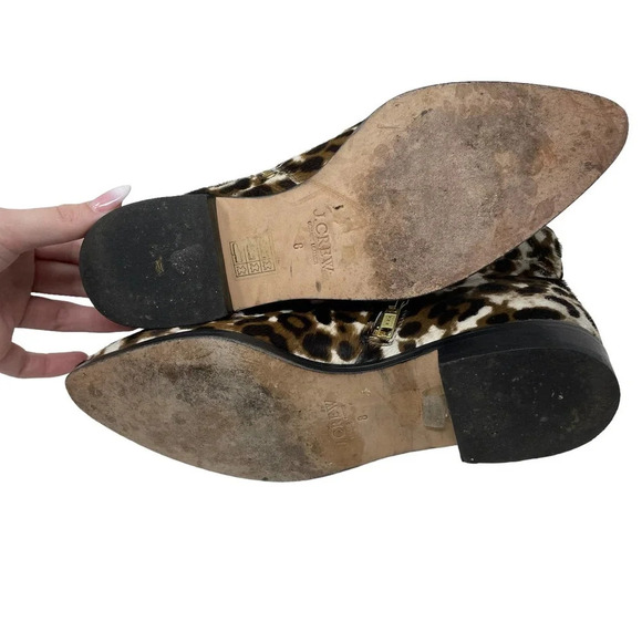 J. Crew Collection Sienna Leopard Calf Hair Booties Black Brown Size 8 - Picture 6 of 7